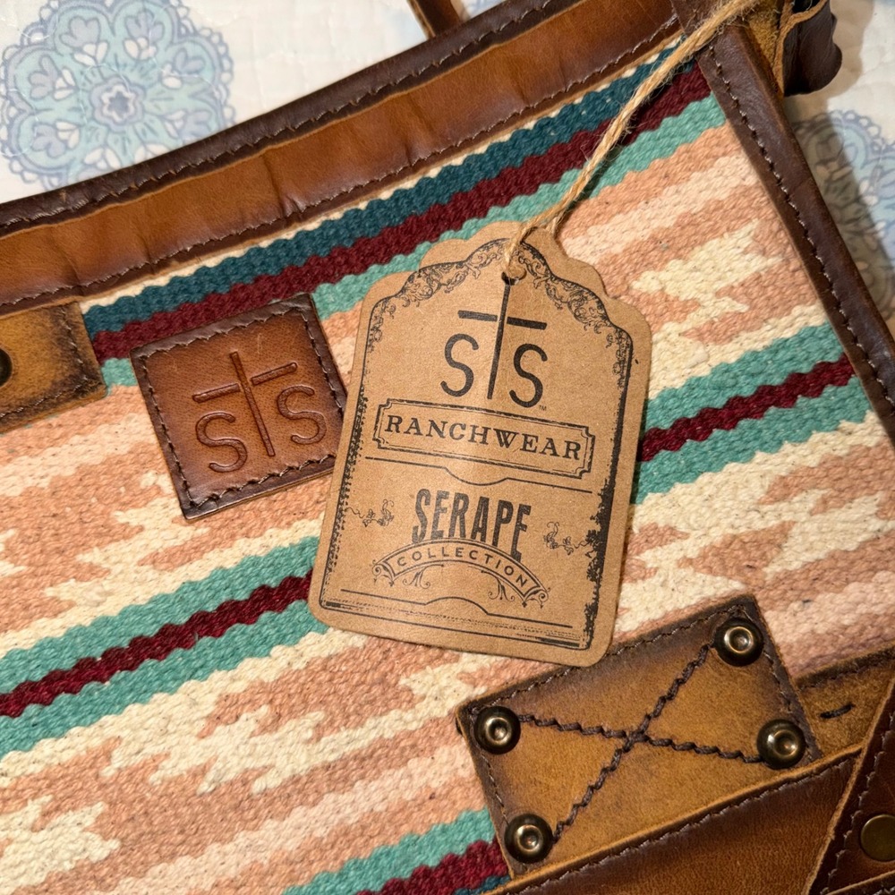 NWT STS Ranchwear Serape Mae Palomino Crossbody Purse Leather Woven Western BOHO - Picture 9 of 10